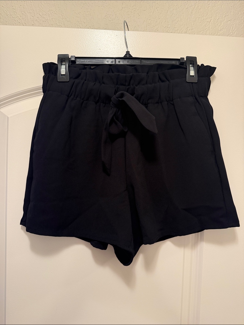 LOFT Black High-Rise Paperbag Tie Shorts